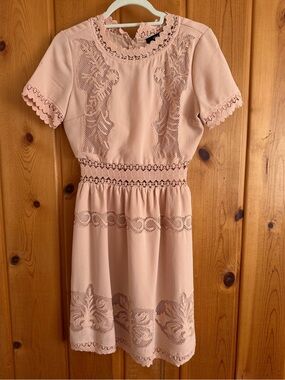 Ark & Co Blush Pink Lace-Trim Mini Dress